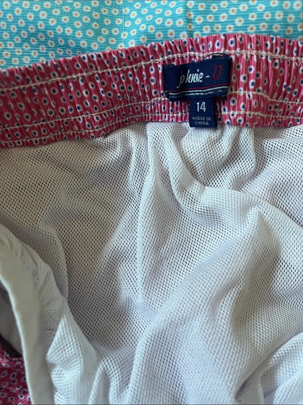 Johnnie-o Pink & Blue Swim Trunks with Elastic Waist & Drawstring, Size 14